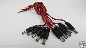 100 x CCTV Male Power Pigtails Plug Lead Cord Wire RG59 Coax For CCTV Camera - Picture 1 of 1
