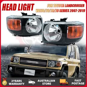 Pair For Toyota Landcruiser VDJ70/76/78/79 series 2007-2022 Headlights Lamps - Picture 1 of 6