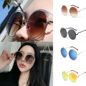 Large Round Oversized Women Sunglasses Designer Big Frame Tea Colour Fashion UK - Picture 1 of 12