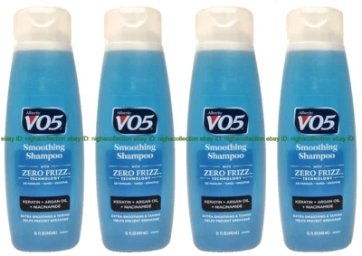 4x Alberto VO5 Smoothing Shampoo ZERO Frizz Keratin+Argan Oil +Niacinamide 15 OZ - Image 1 of 4