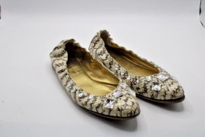 Dolce Gabbana Snakeskin Crystal Ballet Flat Size 39.5 - Image 1 of 4