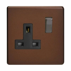 Varilight XDM4BS Screwless Mocha 1 Gang 13A DP Single Switched Plug Socket - Picture 1 of 1