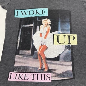 Marilyn Monroe V-neck Shirt Woke Up Like This Gray Shirt Fits Like Women’s XS - Picture 1 of 4