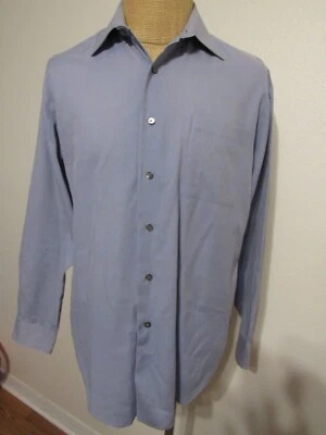 BCBG ATTITUDE, MEN'S BLUE COTTON LONG SLEEVED MODERN FIT DRESS SHIRT, SZ L - Image 1 of 4