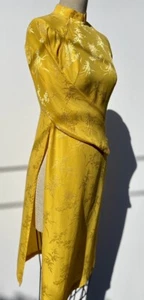 60s/70s Vintage Traditional Handmade Vietnamese A’o D’ai Silk Tunic Dress S/M - Picture 1 of 7