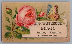 1800s Victorian Trade Card The Hatter & Co. Harford Connecticut Asylum Street - Picture 1 of 2