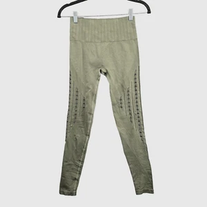 Savvi Leggings Womens Size XS/S Olive Green Mantra Perforated Cut Out High Rise - Picture 1 of 10