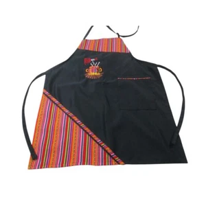 Peru Peruanisches Design Küchenschürze schwarz Brusttasche leichter Umhängeband - Bild 1 von 7
