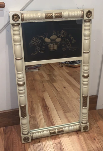 Vintage Hitchcock Furniture Federal style gold leaf wall mirror reverse painting Cover