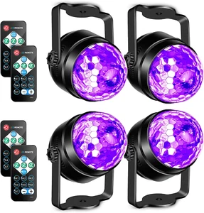 Strobe Black Light For Glow Party 6W UV LED Disco Ball Sound Activated w/Remote - Picture 1 of 9