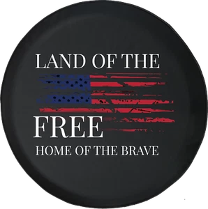 Spare Tire Cover Land The Free Home The Brave Distressed Flag USA JK Accessories - Picture 1 of 6
