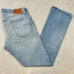 Pantalones de mezclilla Polo Ralph Lauren pierna recta desgastados cremallera mosca vintage lavado medio 36x34 - Imagen 1 de 12