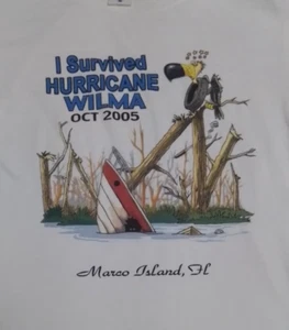 Shirt Adult I Survived Hurricane Wilma 2005 Size Medium Mens White - Picture 1 of 2