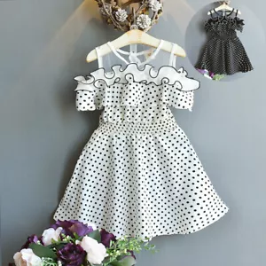 Toddler Kids Baby Girls Summer Dress Dot Printing Party Pageant Princess Dresses - Picture 1 of 3