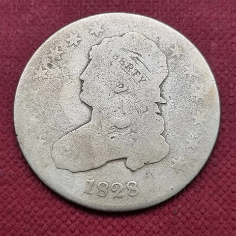 1828 Capped Bust Quarter 25c Circulated slightly bent #43252 Cover