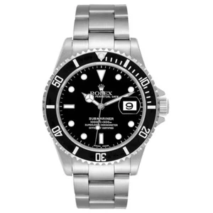 Rolex Submariner Date Stainless Steel Rotatable Timelapse Black Bezel 16610 - Picture 1 of 6