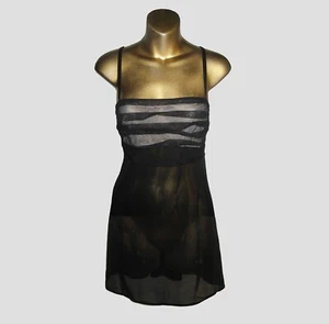 LNC STUDIO LA PERLA NIGHTGOWN SHEER BLACK SILKY MESH LAYERED BODICE  SZ: 4/LG - Picture 1 of 12