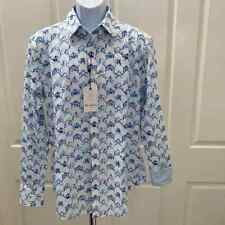 NEW wTag-ROBERT GRAHAM Oakville White/Blue Print Button Shirt M