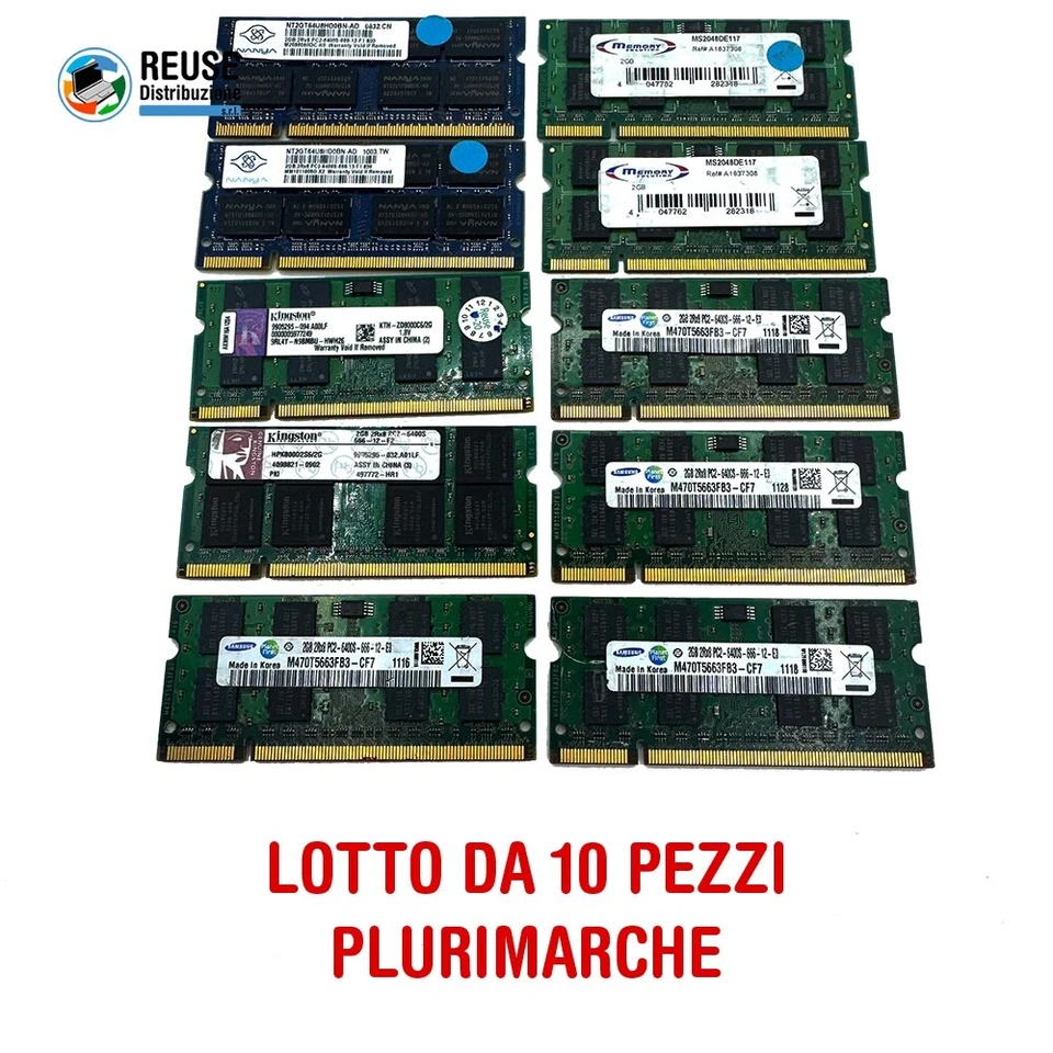 LOTTO 10 RAM 2Gb DDR2-800 PC2-6400S - Immagine 1 di 1