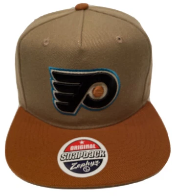 Zephyr NHL Philadelphia Flyers "tono Tierra" 5 paneles billete plano SnapBack sombrero nuevo con etiquetas Foto 1 de 4