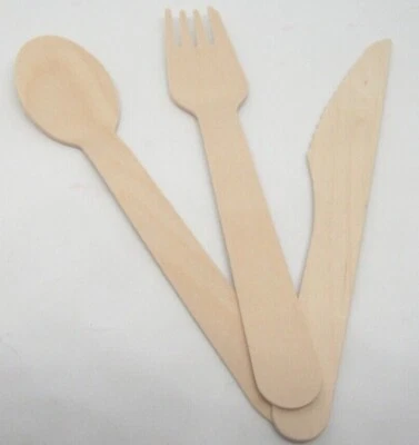 MARKENLOS Bambus Besteck Einwegbesteck Holz Löffel Gabel Messer verschiedene Sets