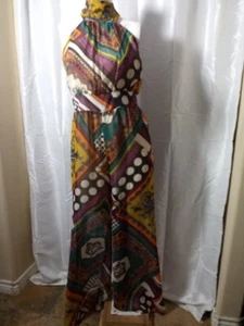 Ark & Co Sheer Jumpsuit Women Small Multicolor Chiffon Sleeveless Strap Neck  - Picture 1 of 24