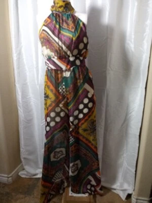 Ark & Co Sheer Jumpsuit Women Small Multicolor Chiffon Sleeveless Strap Neck  - Image 1 of 4