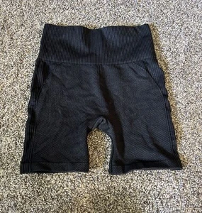 Mono B Black Jacquard Ribbed Athletic Biker Shorts Women’s Size S Small - Picture 1 of 7