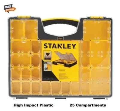 STANLEY Plastic Storage Organizer Carry Parts Box 25 Compartments High Impact - Image 1 of 4