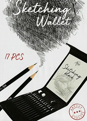 CREATIVE ARTIST Skizzenmappe 17 teiliges Skizzen Set Skizzenblock Bleistifte Skizzieren Zeichnen