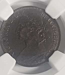 Great Britain Victoria 1/4 Pence (Farthing) 1881 H NGC AU 55 BN - Picture 1 of 4