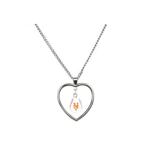 New York Mets Mini Baseball Heart Necklace MLB New Cover