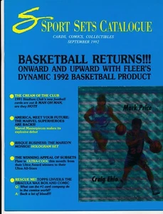 SPORT SETS CATALOGUE SEPTEMBER 1992 BASKETBALL FLEER PRODUCT (FAIR/GOOD COND) - Imagen 1 de 2