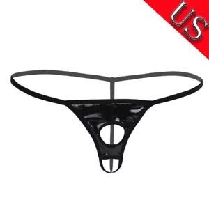 Men Sexy Panties Lingeries Open Front Hole G-Strings Bikini Leather Underwear - Picture 1 of 38