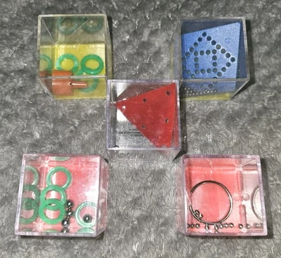 Brain Teasers 3D Transparent Plastic Puzzle Set 5 Magic Brain Stimulation IQ Fun - Image 1 of 4