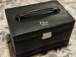 Vintage Dior Beauty Case Cosmetic Box Black Makeup Tray Drawer Lock - Picture 1 of 6