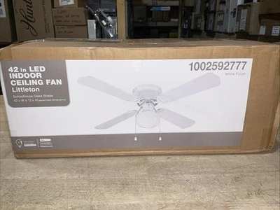 Littleton 42 in. LED Indoor White Ceiling Fan with Light Kit New - Image 1 of 4