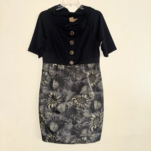 Ali Ro Nordstrom Black Gray Floral Past Knee Length Dress Size 12 - Picture 1 of 8