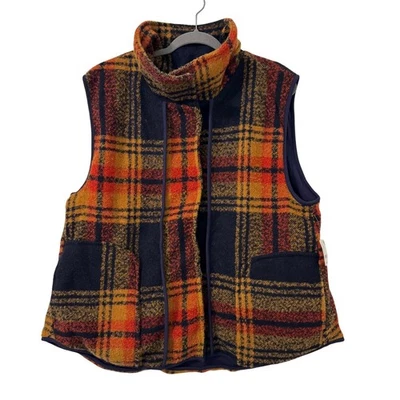 Chaleco a Cuadros We The Free People M Sin Mangas Bolsillos Frontales a Presión Gorpcore Boho Foto 1 de 4