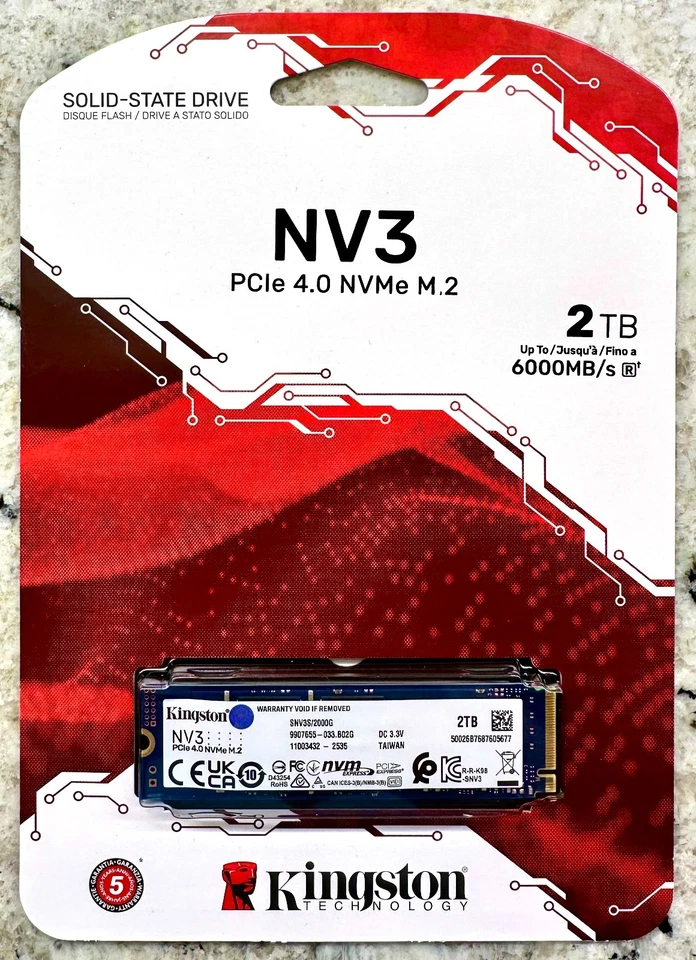 Kingston NV3 NVMe PCIe 4.0 Internal SSD 2TB M.2 2280-SNV3S/2000G – New, Unopened