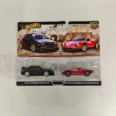 Vor Nov8 Hot Wheels Premium 2-Pack Alfa Romeo 155 V6 Ti '69 33 Stradale Mini Car - Immagine 1 di 4