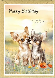 Chihuahua Smoothcoat Dog Birthday Card (6" x 4") blank inside - by Starprint - Picture 1 of 1