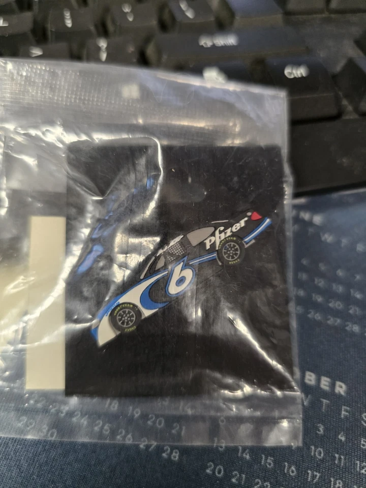 Mark Martin Pfizer #6 Car Shaped Rubber Hat Pin - Image 1 of 1