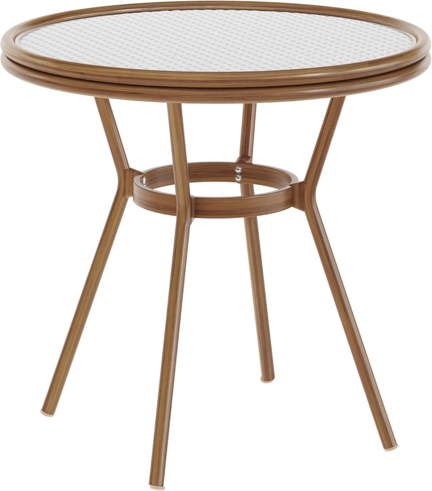 Mesa de bistró comercial Flash Furniture Lourdes tapa de vidrio PE ratán 31,5" Foto 1 de 1