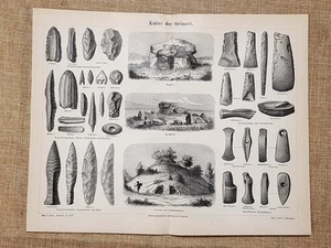 Cultura dell'età della pietra Invenzione Tavola del 1890 - Picture 1 of 1