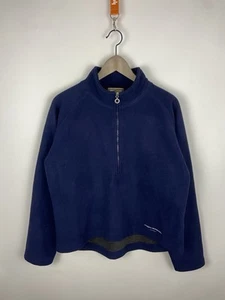 Vintage Thomas Burberry Sport Women's Blue 1/4 Zip Fleece Sweater Jacket Sz L - Picture 1 of 14