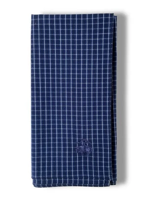Pañuelo cuadrado de bolsillo a cuadros azul blanco Brooks Brothers logotipo polar Foto 1 de 4