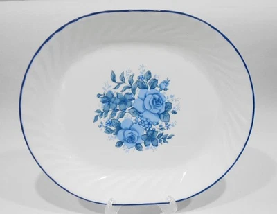 ❤️ PLATO PARA SERVIR Corelle AZUL TERCIOPELO 12x10 Plato de Carne Bandeja de Entrada *Motivo Rosa Foto 1 de 4
