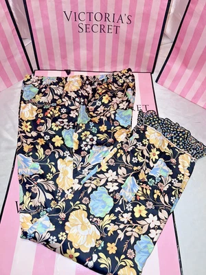 Victorias Secret Satin Lounge Pajamas Pants Multi Flower Print Small - Image 1 of 2