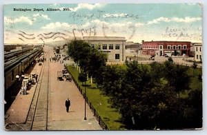 AK Burlington Railroad Train Depot Alliance Nebraska 1916 B7 - Bild 1 von 2